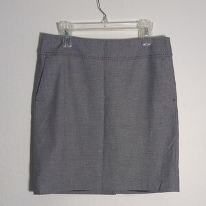 Loft Womens Skirt Work Gray Career Business Pencil Black Top Stitching Pockets 8